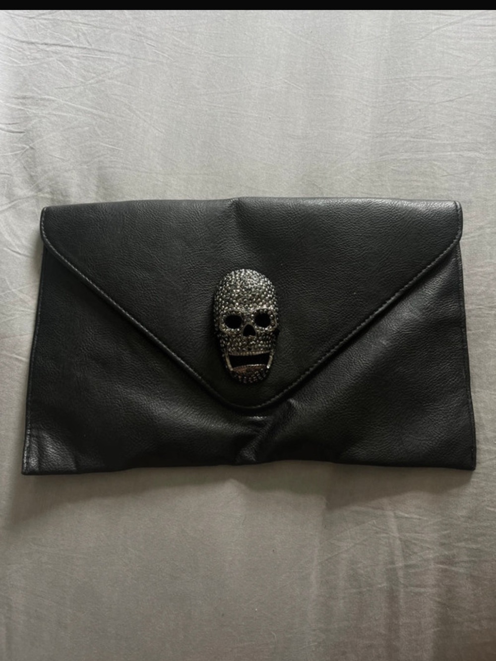 Y2K skull clutch black silver metal handbag goth purse retro urban grunge
